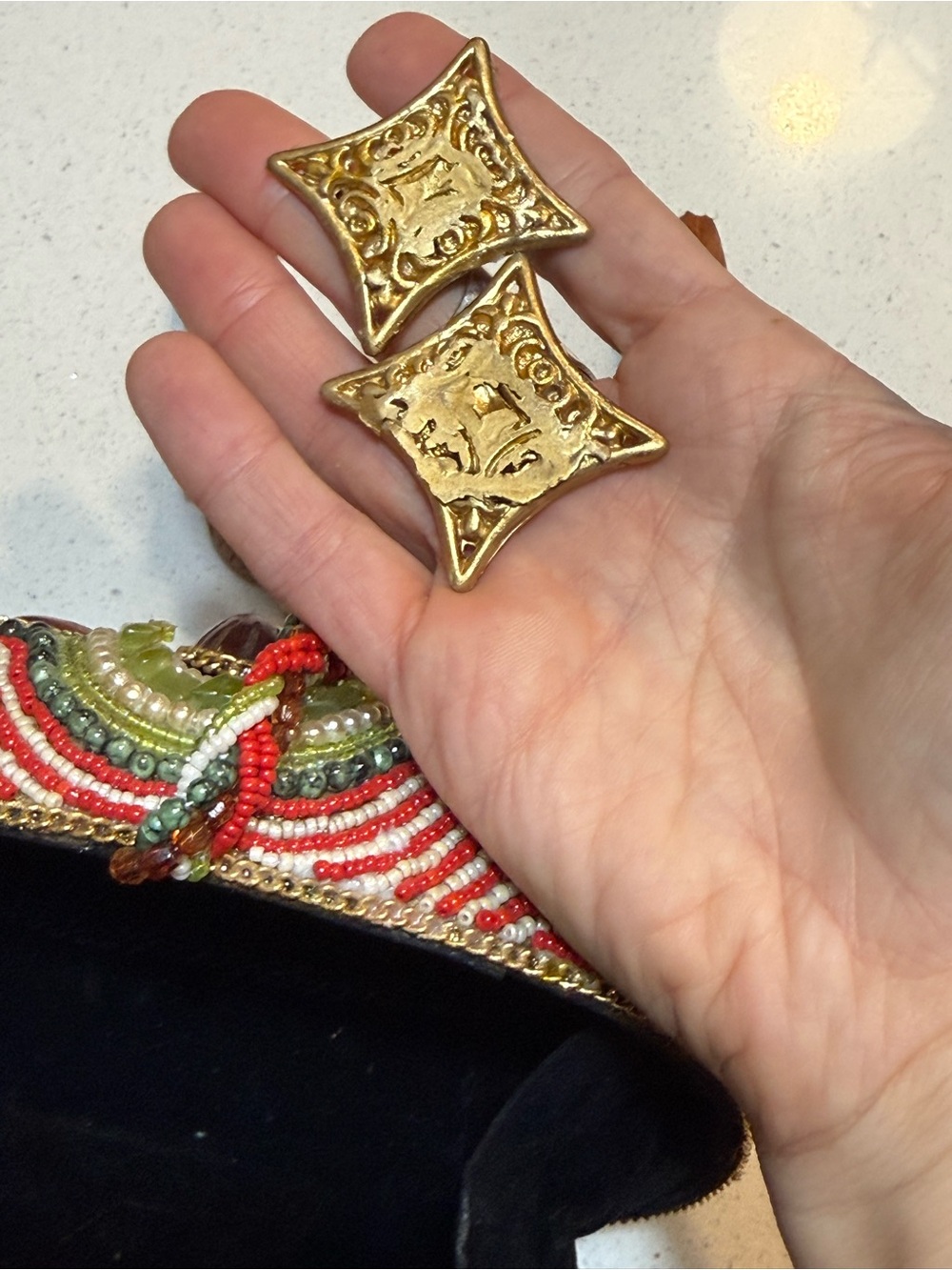 Broken Mary Frances Beaded Jeweled Gold Multicolor Clutch - ALL BEADS included - Picture 12 of 16